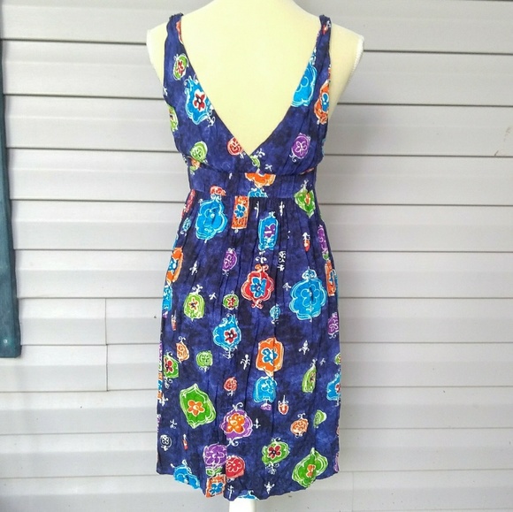 Jams World Sum Dress Blue V neck sz M floral - Picture 7 of 8